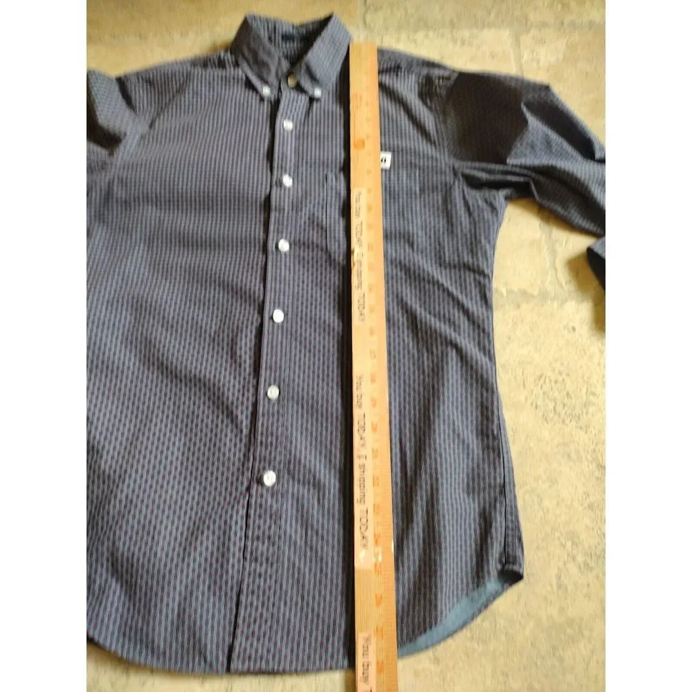 J. Crew Down Shirt Men S Blue Burgundy‎ Slim Long Sleeve 100% Cotton AOP Casual